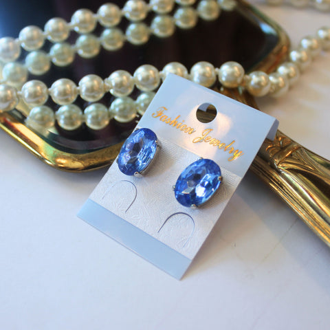 CLEARANCE Blue Gem Stud Earrings