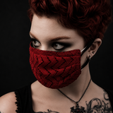 Face Mask - Reversible Red Lace and Black Canvas