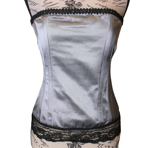 SALE The VM Silver Corset with Black Lace (size 4/6)