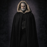 Canvas Cotton Lined Cloak with Faux Fur Hood