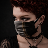 Face Mask - Reversible Grey Stripes and Black Canvas