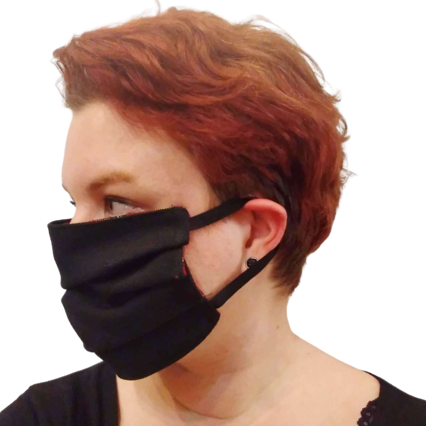Face Mask - Reversible Grey Stripes and Black Canvas