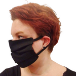 Face Mask - Reversible Black/ White Stripes and Black Canvas