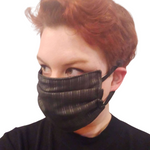 Face Mask - Reversible Vegan Leather to Grey Pinstripe