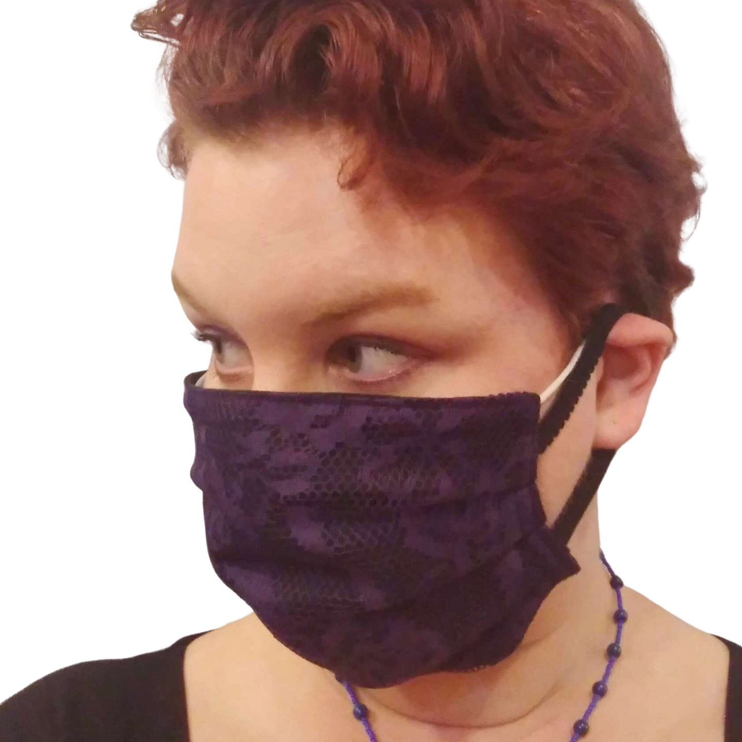 Face Mask - Reversible Vegan Leather to Purple Lace