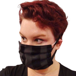 Face Mask - Reversible Black Stripe Tapestry to Black Canvas