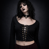 Long Sleeve Lace Up Crop Top