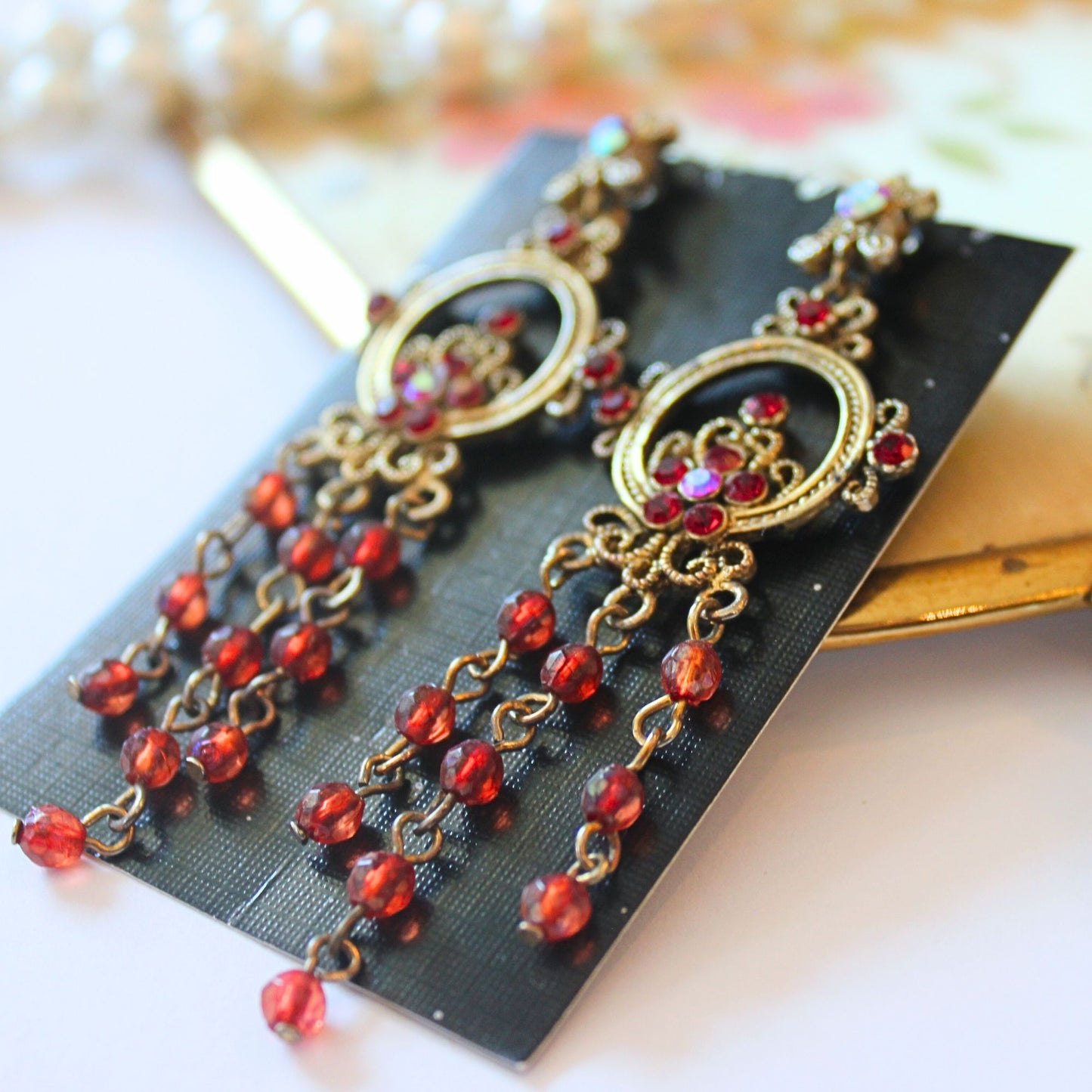 CLEARANCE Red Bead Earrings