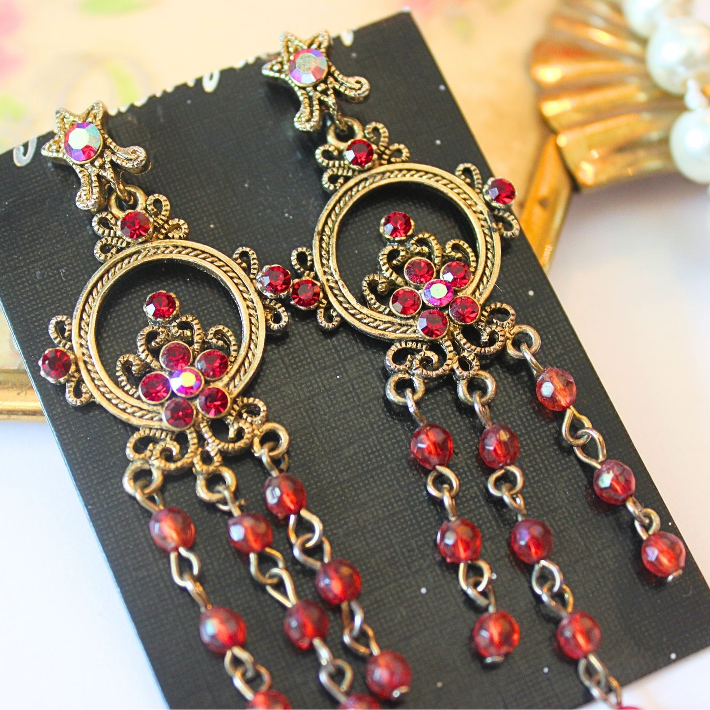 CLEARANCE Red Bead Earrings