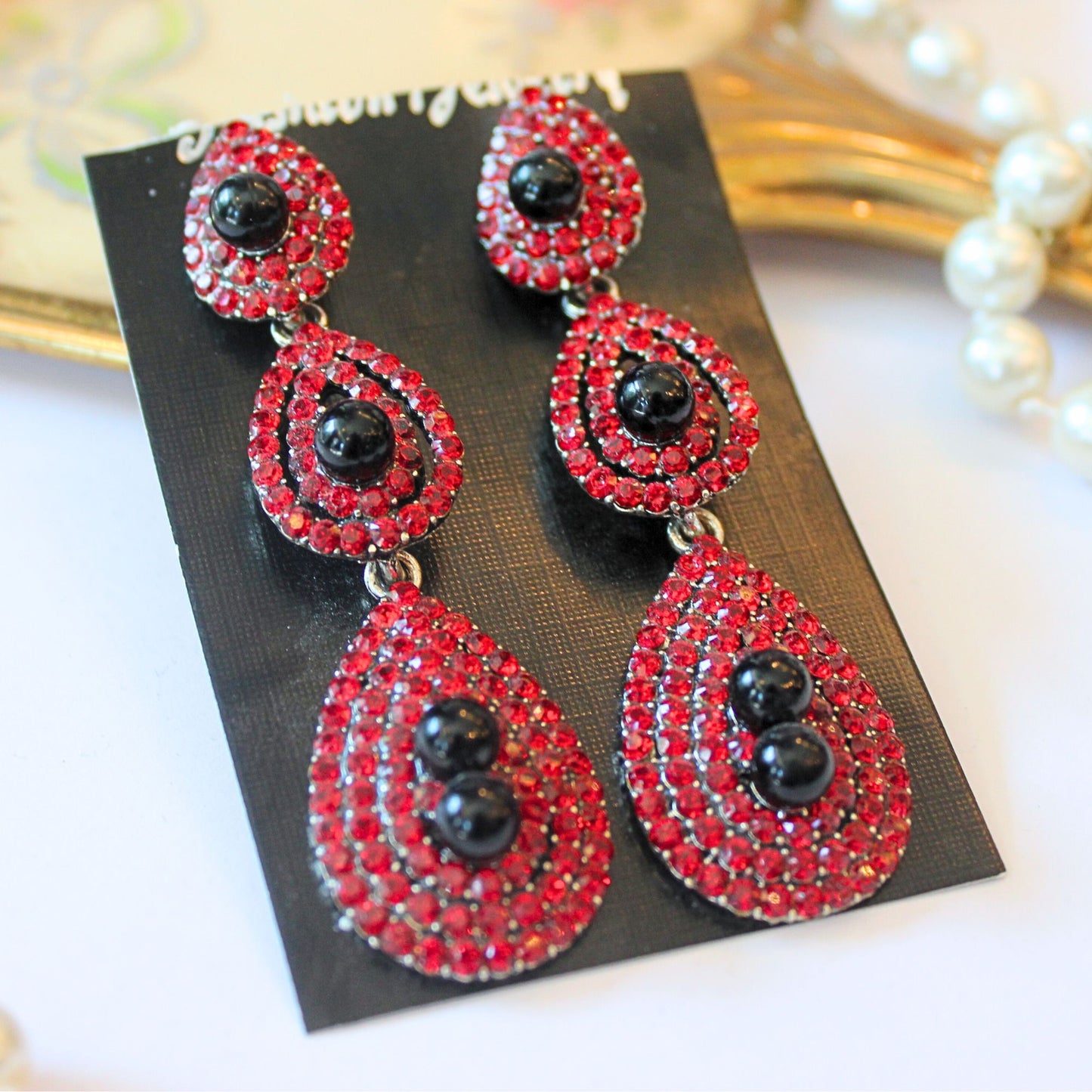 CLEARANCE Red Crystal Earrings