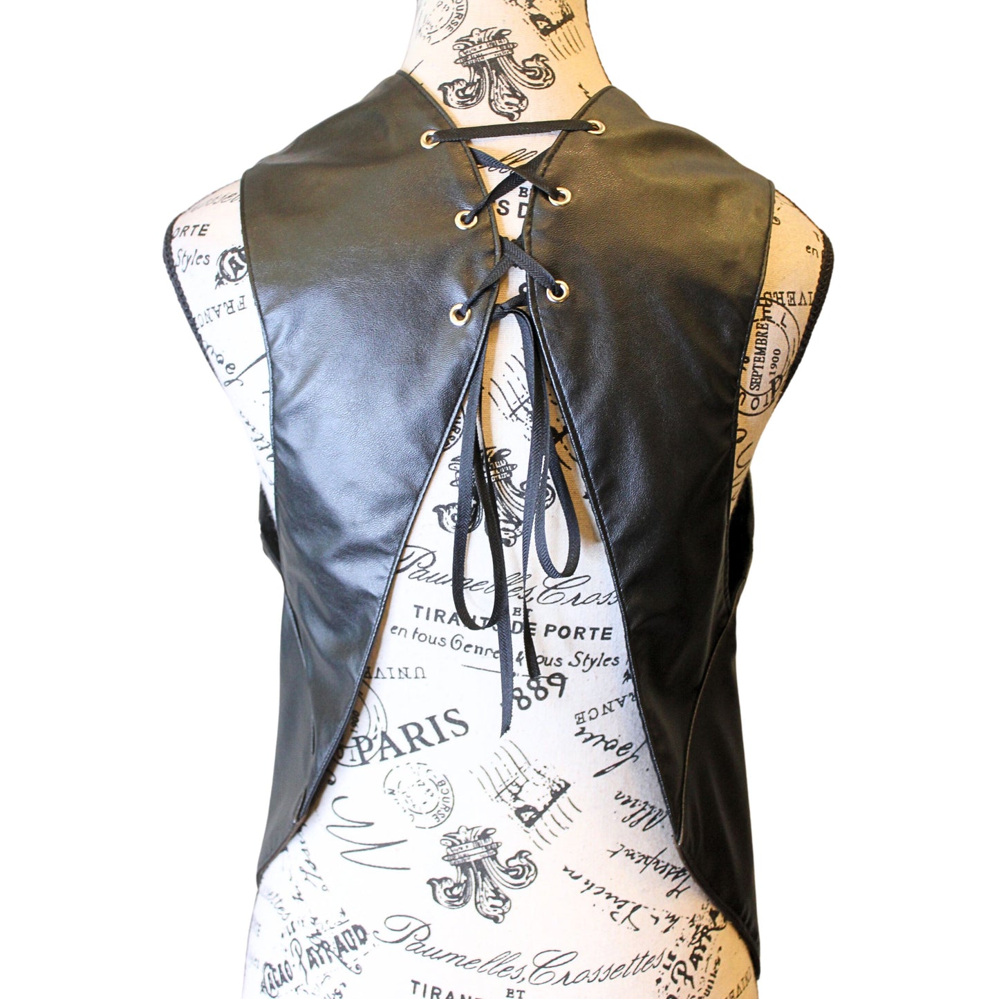 The VM Vegan Leather Holster Vest with Lace Up Back