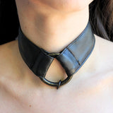 Vegan Leather O-Ring Velcro Choker